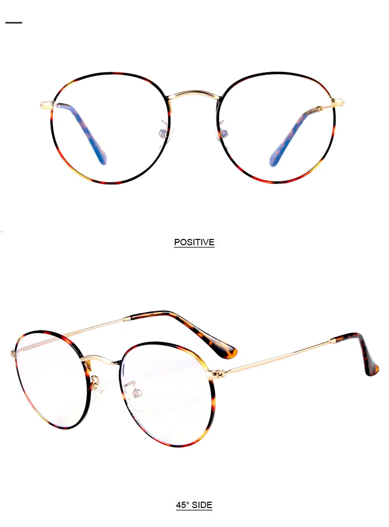 SHAUNA Classic Anti-Blue Light Glasses Frame Brand Designer Fashion Round Metal Optical Frames Computer Glasses