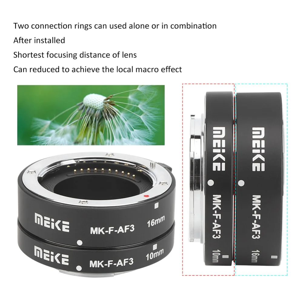 Meike Metal Auto Focus Macro Extension Tube Ring for Sony E-Mount /for Fuji X-Mount /for M4/3 Mount XT3 XT30 XT4 A7 A7III A6000