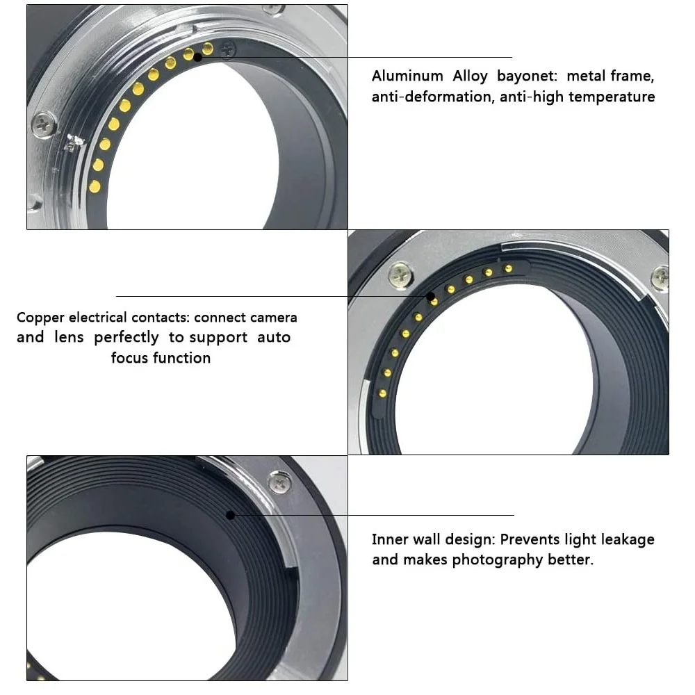 Meike Metal Auto Focus Macro Extension Tube Ring for Sony E-Mount /for Fuji X-Mount /for M4/3 Mount XT3 XT30 XT4 A7 A7III A6000