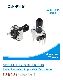 10pcs RV09 Vertical 12.5mm Shaft 1k 2k 5k 10k 20k 50k 100k 0932 Adjustable Resistor 9 Type 3pin Seal Potentiometer igmopnrq