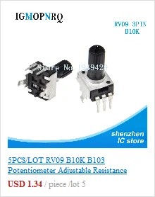10pcs RV09 Vertical 12.5mm Shaft 1k 2k 5k 10k 20k 50k 100k 0932 Adjustable Resistor 9 Type 3pin Seal Potentiometer igmopnrq