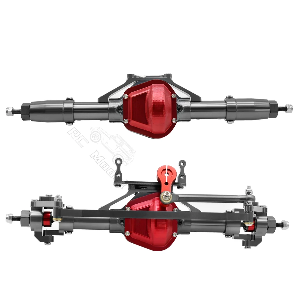 Metal CNC Front Rear Axle with Servo Base for 1/10 RC Rock Crawler Car Axial SCX10 RC4WD D90 Upgrade Parts