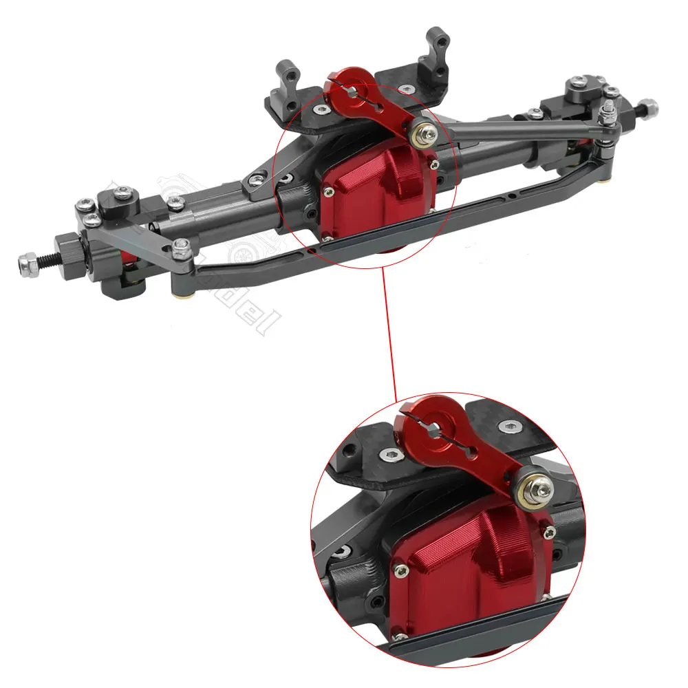 Metal CNC Front Rear Axle with Servo Base for 1/10 RC Rock Crawler Car Axial SCX10 RC4WD D90 Upgrade Parts