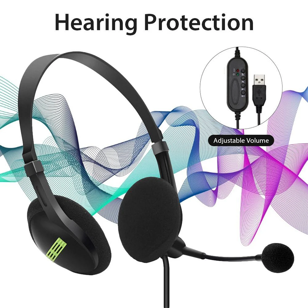 kebidu 3.5mm Wired Headphones Microphone Universal USB Headset With Microphone For PC /Laptop/Computer