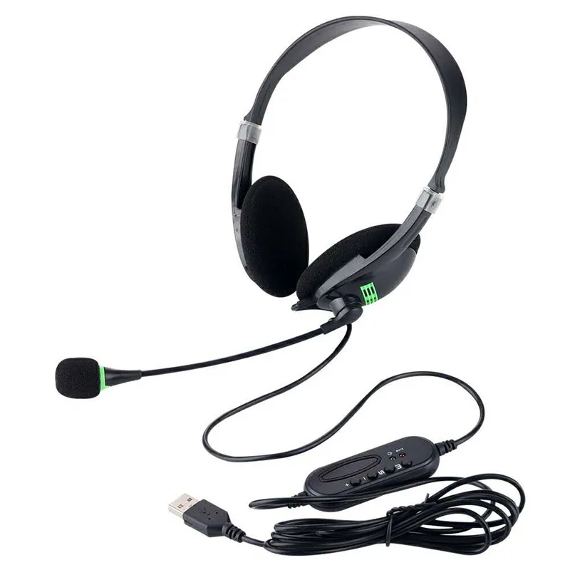 kebidu 3.5mm Wired Headphones Microphone Universal USB Headset With Microphone For PC /Laptop/Computer