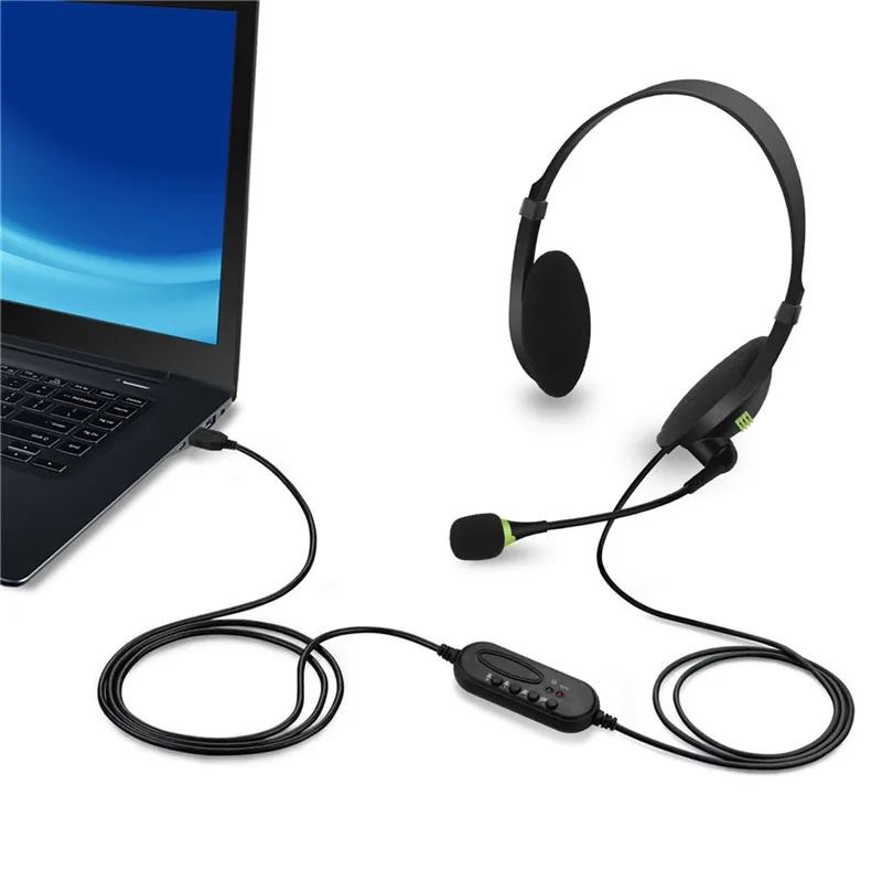 kebidu 3.5mm Wired Headphones Microphone Universal USB Headset With Microphone For PC /Laptop/Computer