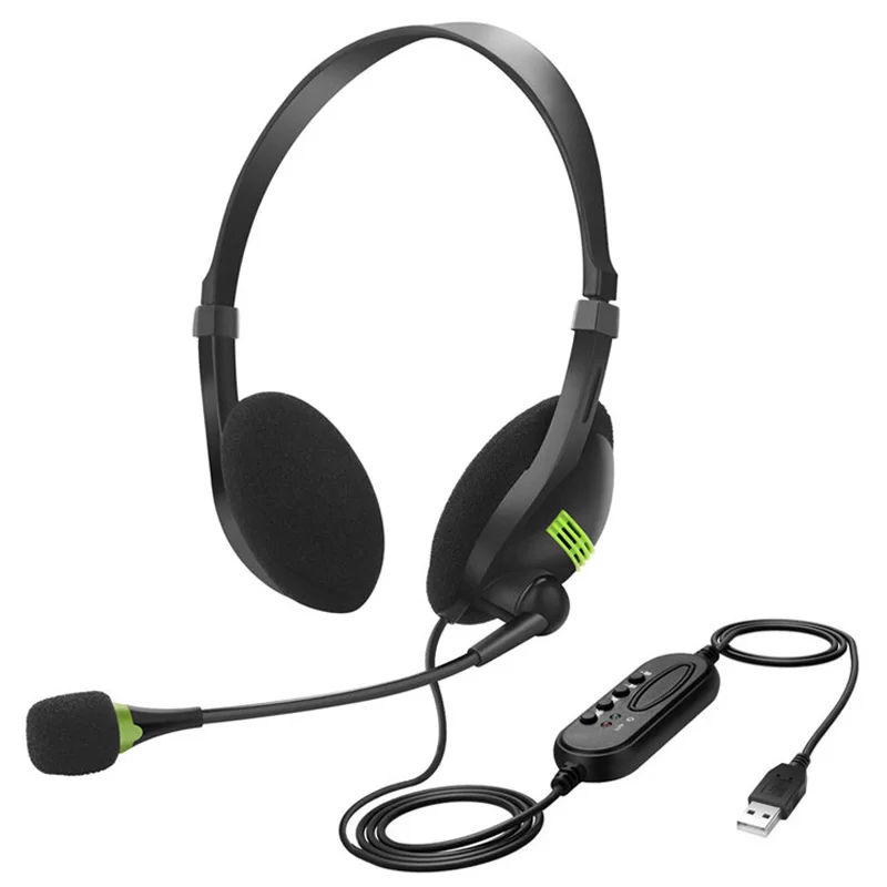 kebidu 3.5mm Wired Headphones Microphone Universal USB Headset With Microphone For PC /Laptop/Computer