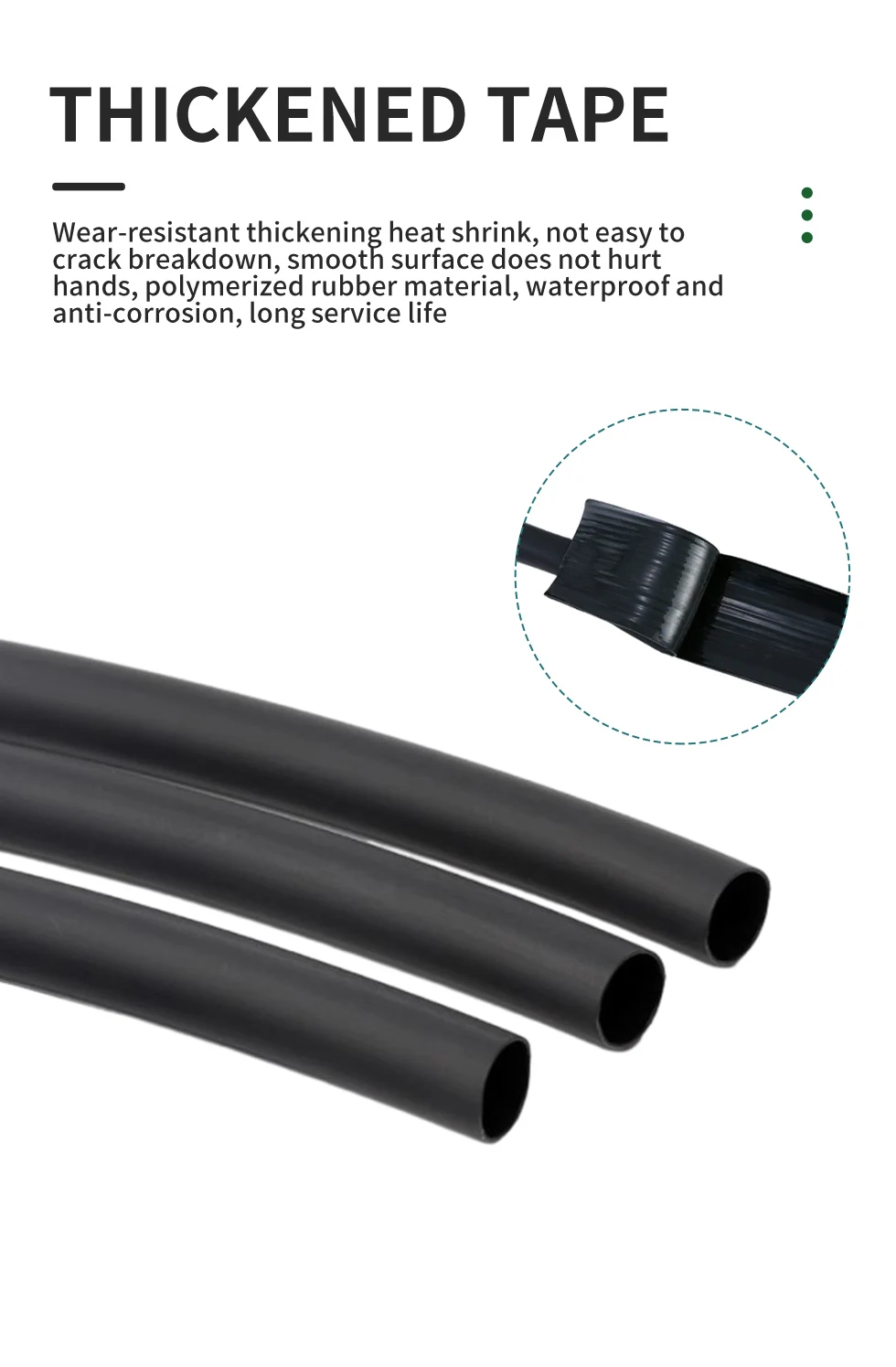 2:1 5M/100M Black Polyolefin Shrinking Assorted Heat Shrink Tube Wire Cable Insulated Sleeving Tubing Wire Connector Protector