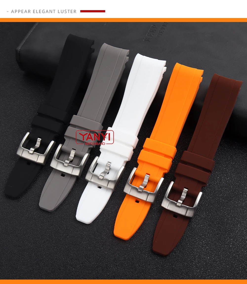 High-quality Rubber Watchband 18mm 20mm 21mm 22mm Bracelet for S-Eiko Omega Moonswatch Rolex Watch Band Curved End Watch Strap