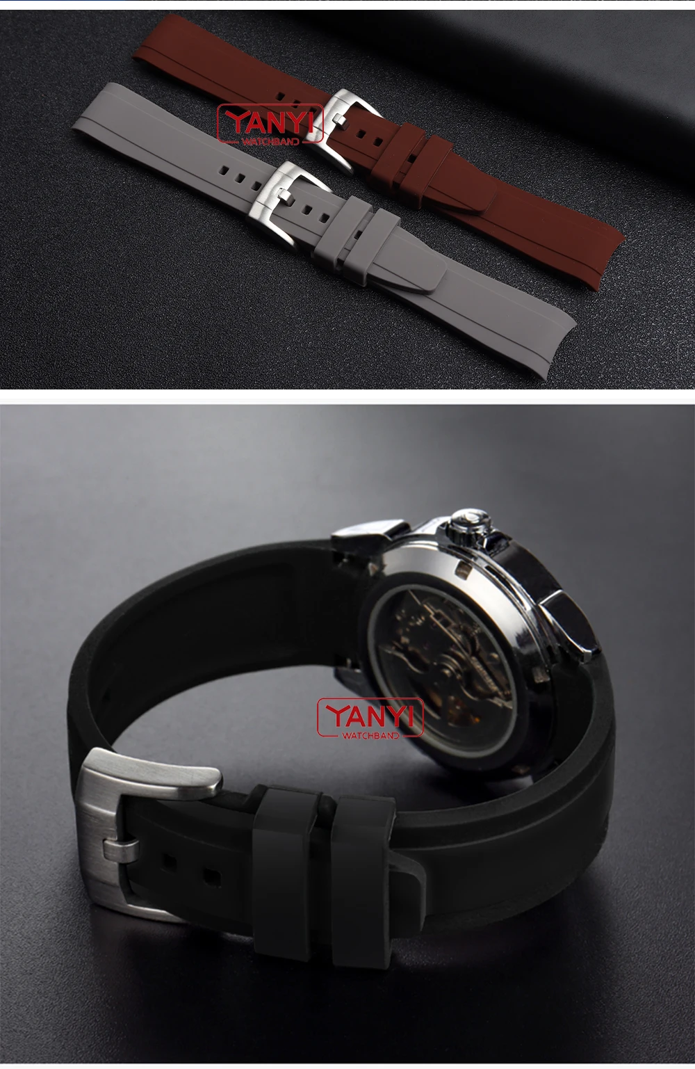 High-quality Rubber Watchband 18mm 20mm 21mm 22mm Bracelet for S-Eiko Omega Moonswatch Rolex Watch Band Curved End Watch Strap