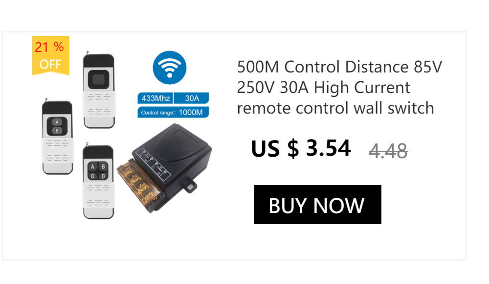 433Mhz High Power Wireless Remote Control Switch AC75-220V 30A 1000M For Factory Farm Office Exhaust Fan Pump Ceiling Lamp