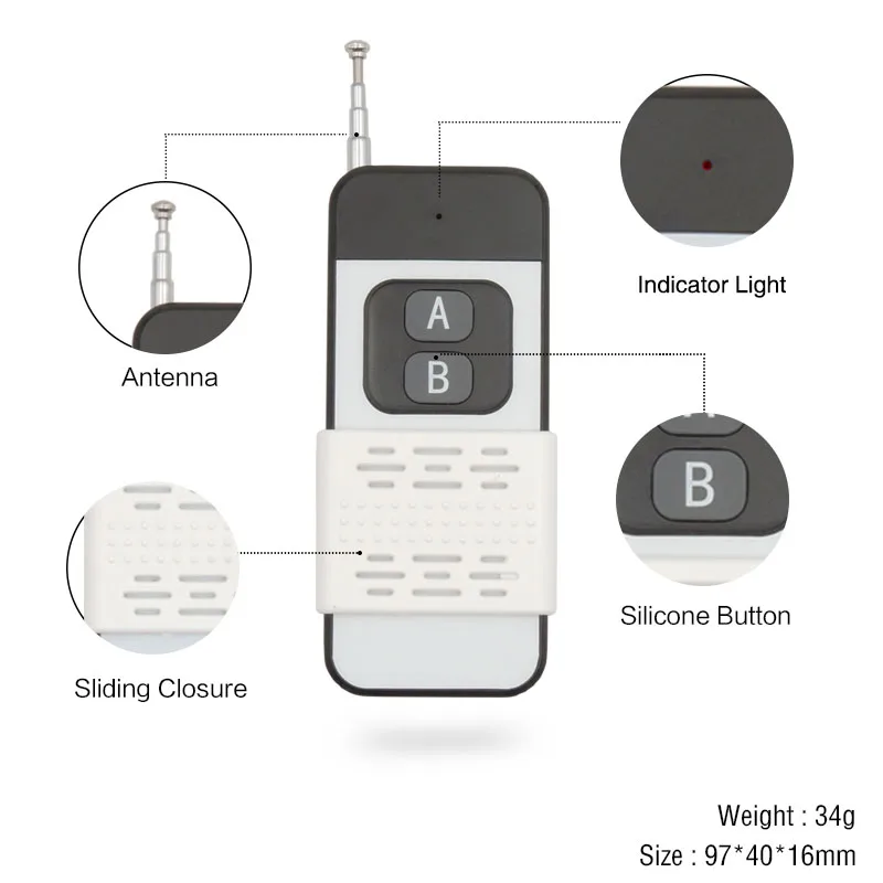 433Mhz High Power Wireless Remote Control Switch AC75-220V 30A 1000M For Factory Farm Office Exhaust Fan Pump Ceiling Lamp