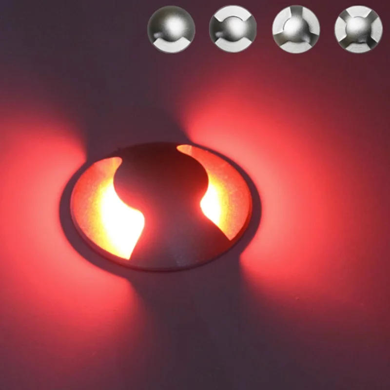 3W 5W LED Buried IP68 AC110V220V DC12V Outdoor Recessed Deck Light 1/2/3/4 Side View Underground Lamp Sidewalk Lighting