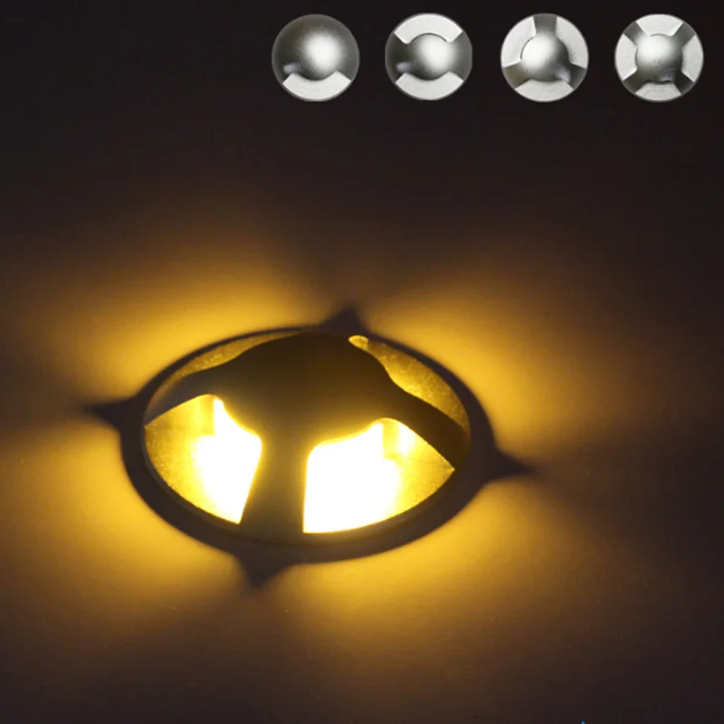 3W 5W LED Buried IP68 AC110V220V DC12V Outdoor Recessed Deck Light 1/2/3/4 Side View Underground Lamp Sidewalk Lighting
