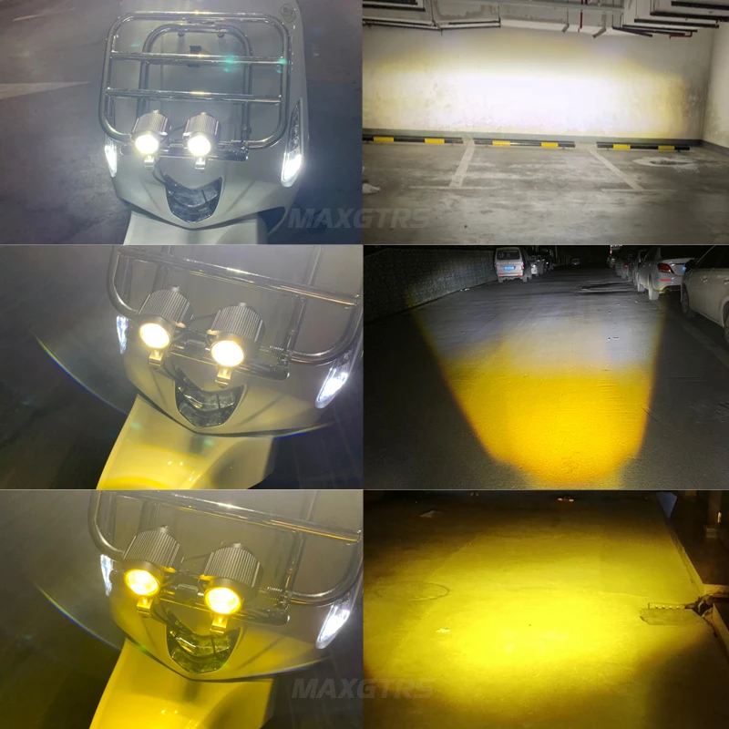 15W Super Bright Tri-model Motorcycle LED Headlight W/ Mini Projector Lens Car ATV Driving Foglight Auxiliary Spotlight