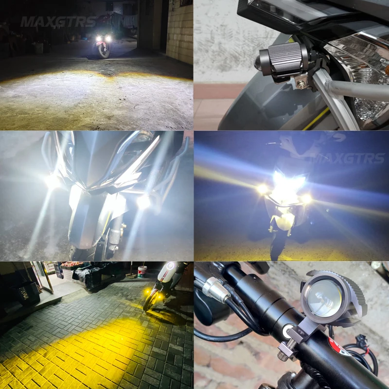 15W Super Bright Tri-model Motorcycle LED Headlight W/ Mini Projector Lens Car ATV Driving Foglight Auxiliary Spotlight