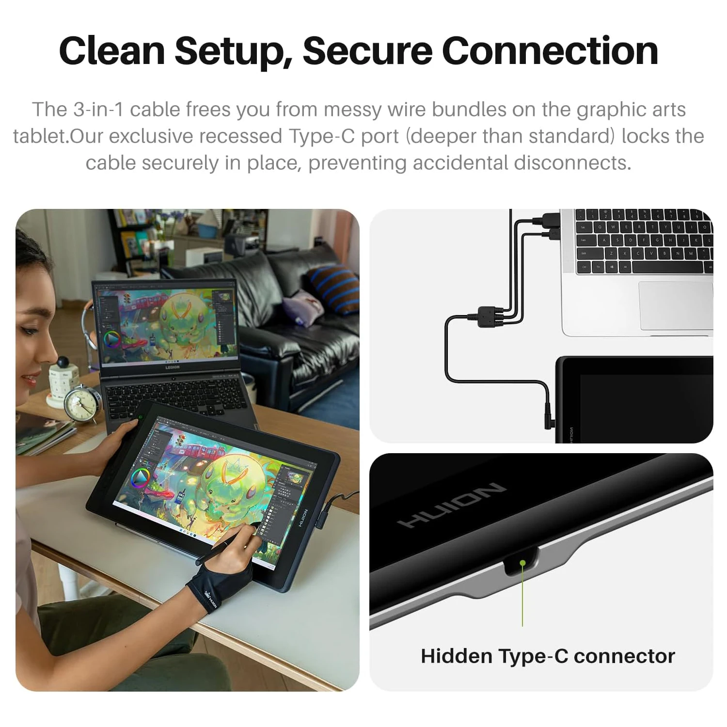 HUION Kamvas Pro 16 Graphics Tablet Display 120%sRGB Drawing Pen Tablet Monitor 8192 Levels Tilt Function Stylus Shortcut Keys