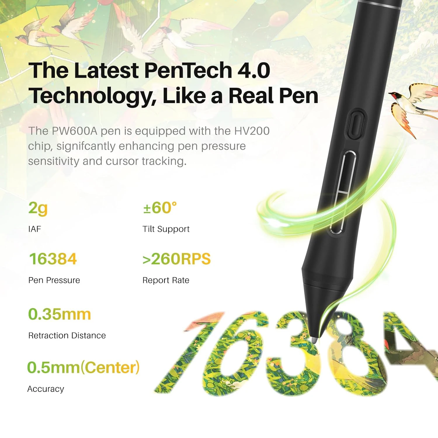 HUION Kamvas Pro 16 Graphics Tablet Display 120%sRGB Drawing Pen Tablet Monitor 8192 Levels Tilt Function Stylus Shortcut Keys