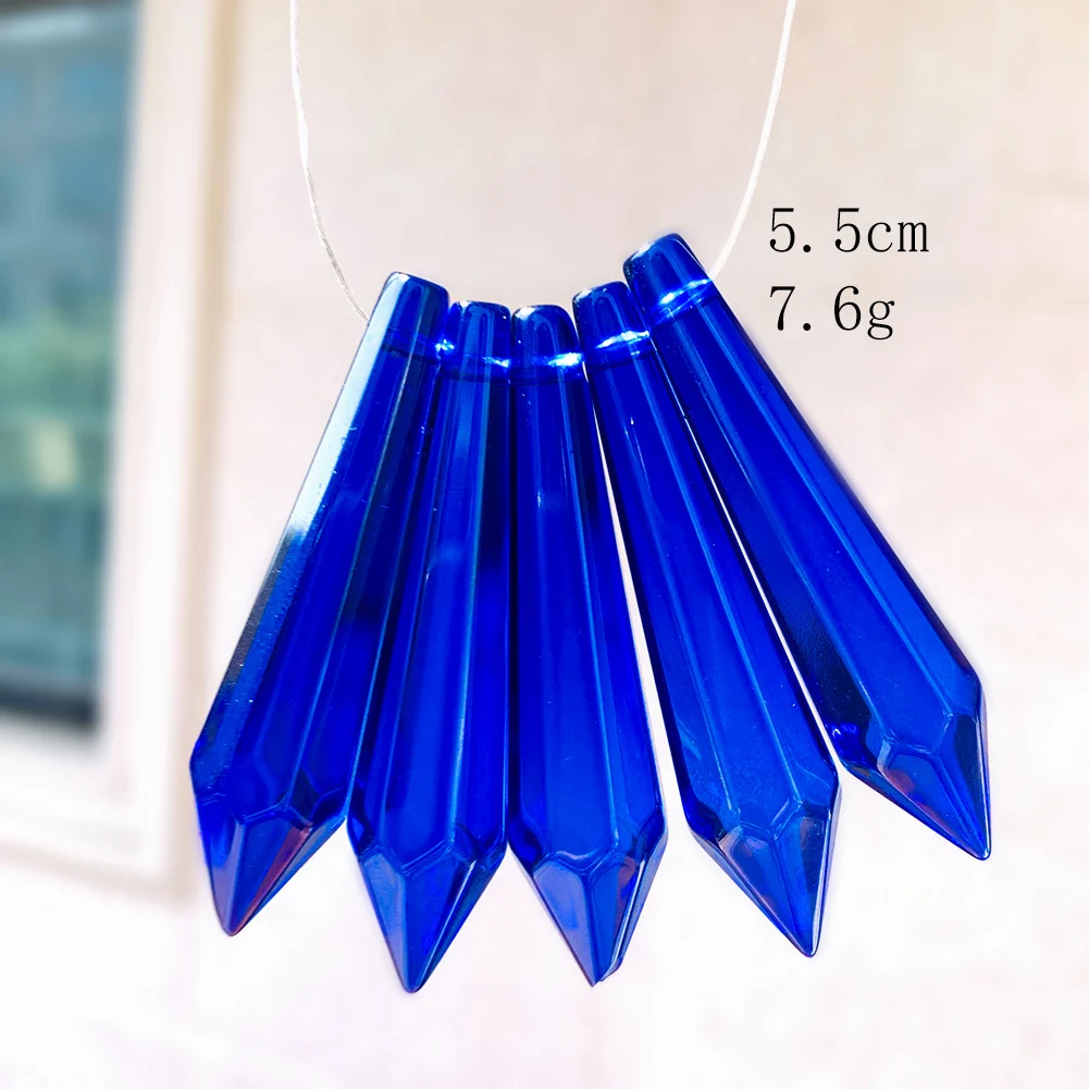 5PCS Crystal Pointed Beads Chandelier Crystals Lamp Prisms Icicle Glass Bead Suncatcher for Windows Decor DIY Hanging Pendant