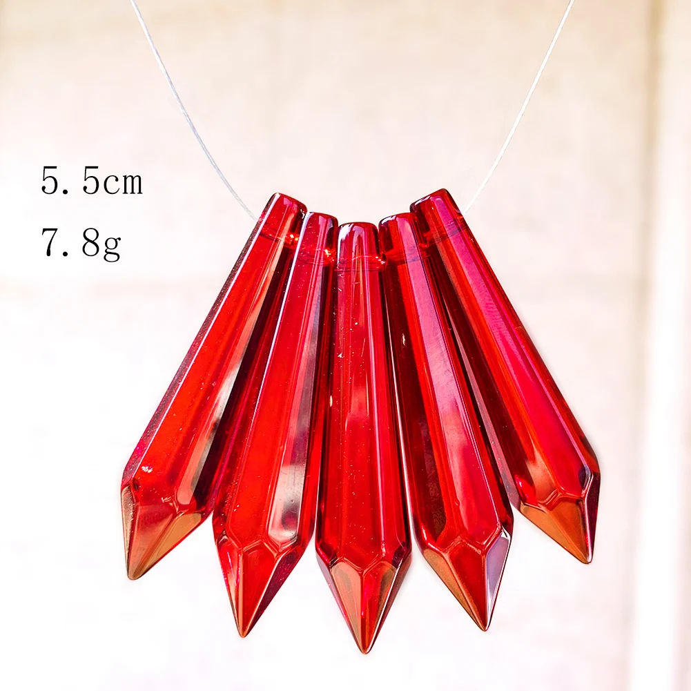 5PCS Crystal Pointed Beads Chandelier Crystals Lamp Prisms Icicle Glass Bead Suncatcher for Windows Decor DIY Hanging Pendant