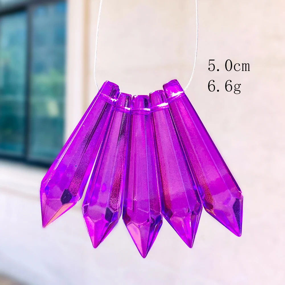 5PCS Crystal Pointed Beads Chandelier Crystals Lamp Prisms Icicle Glass Bead Suncatcher for Windows Decor DIY Hanging Pendant