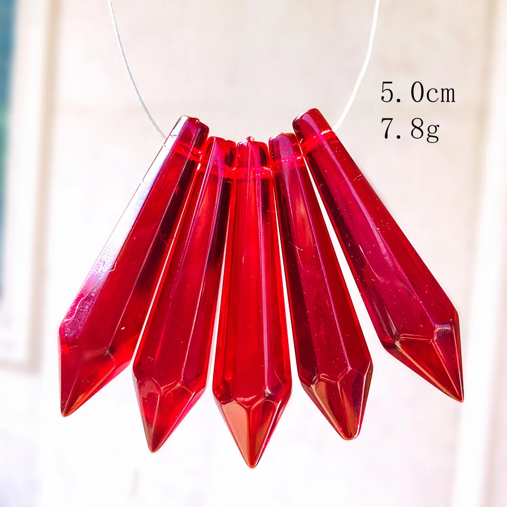 5PCS Crystal Pointed Beads Chandelier Crystals Lamp Prisms Icicle Glass Bead Suncatcher for Windows Decor DIY Hanging Pendant