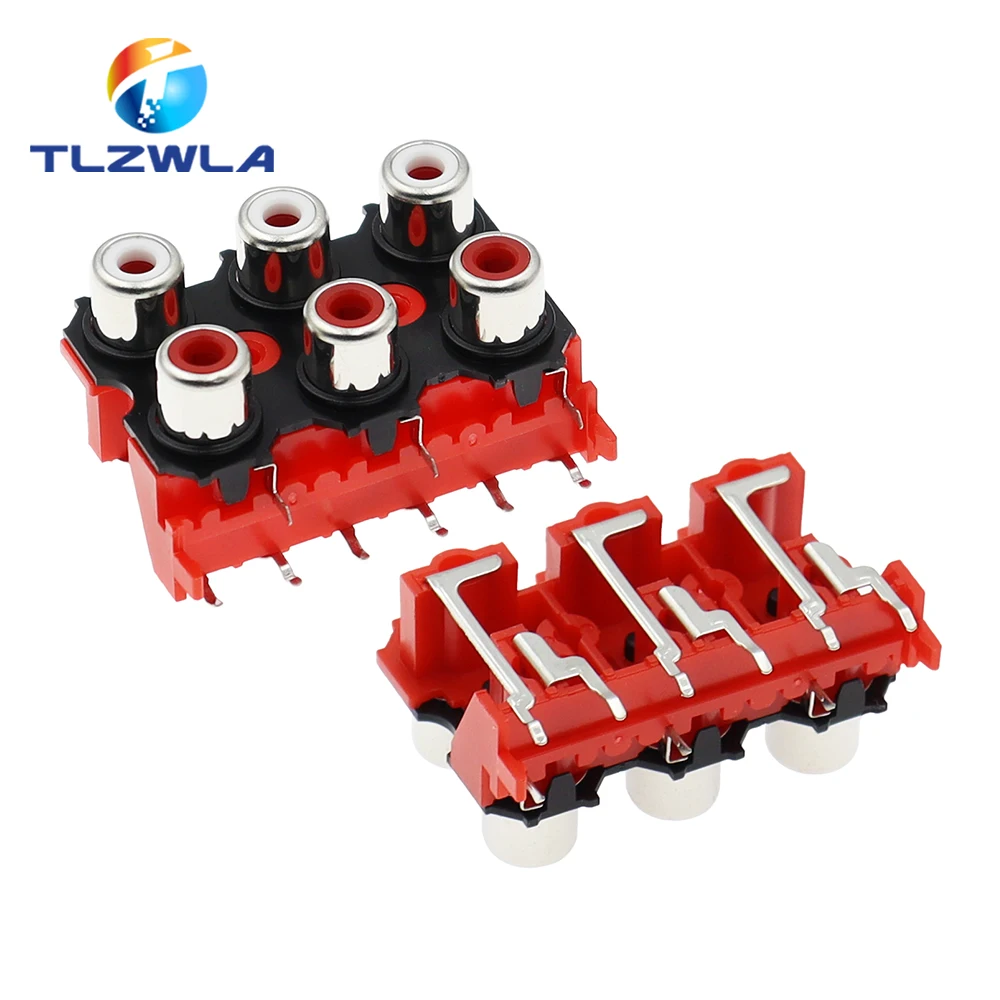 2PCS New 2P 4P 6P 8P RCA Female Audio Video Plug AV Connector Socket Connector AV2-8.4-13 Red PCB Parts