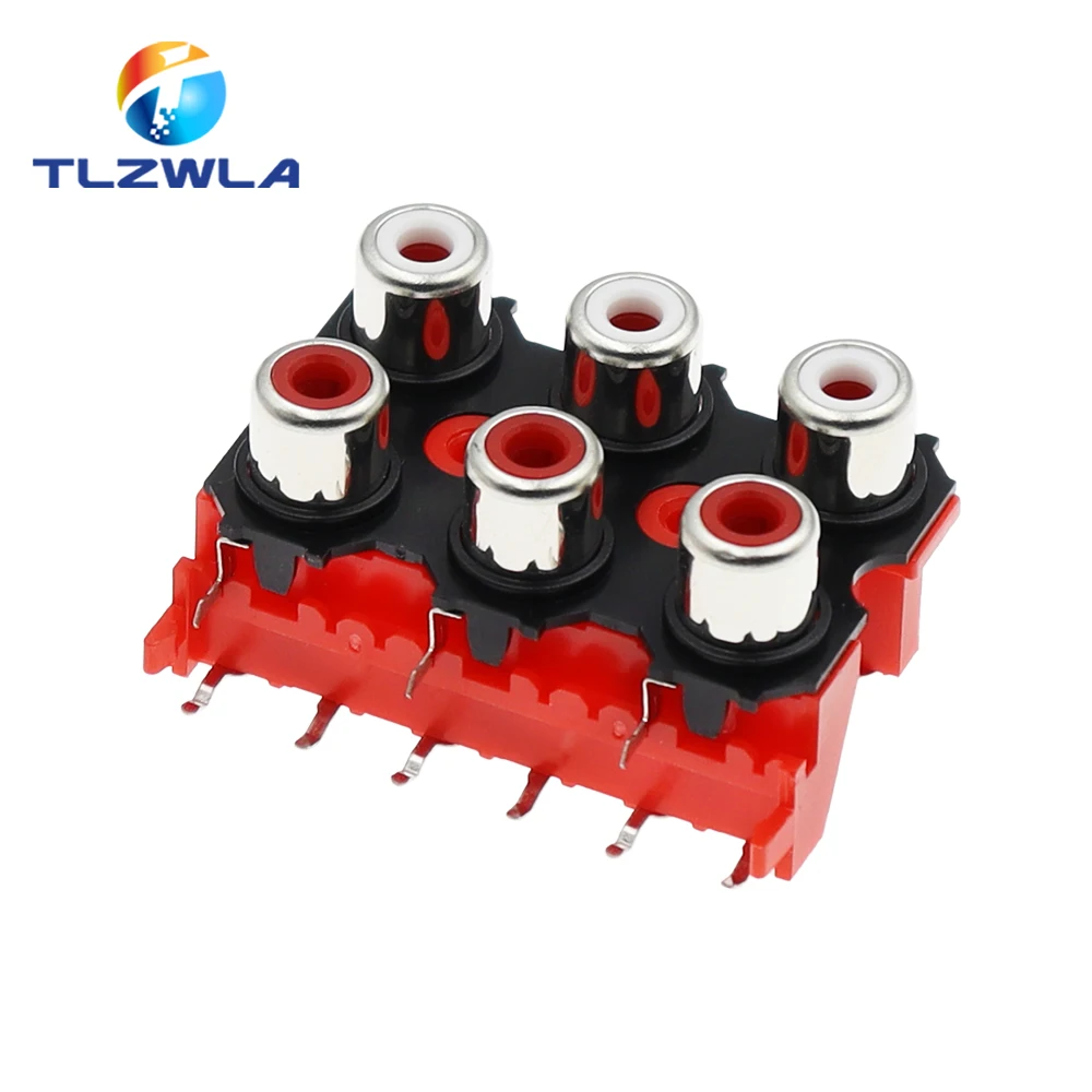 2PCS New 2P 4P 6P 8P RCA Female Audio Video Plug AV Connector Socket Connector AV2-8.4-13 Red PCB Parts