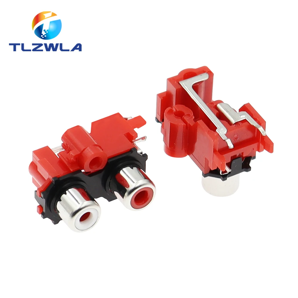 2PCS New 2P 4P 6P 8P RCA Female Audio Video Plug AV Connector Socket Connector AV2-8.4-13 Red PCB Parts