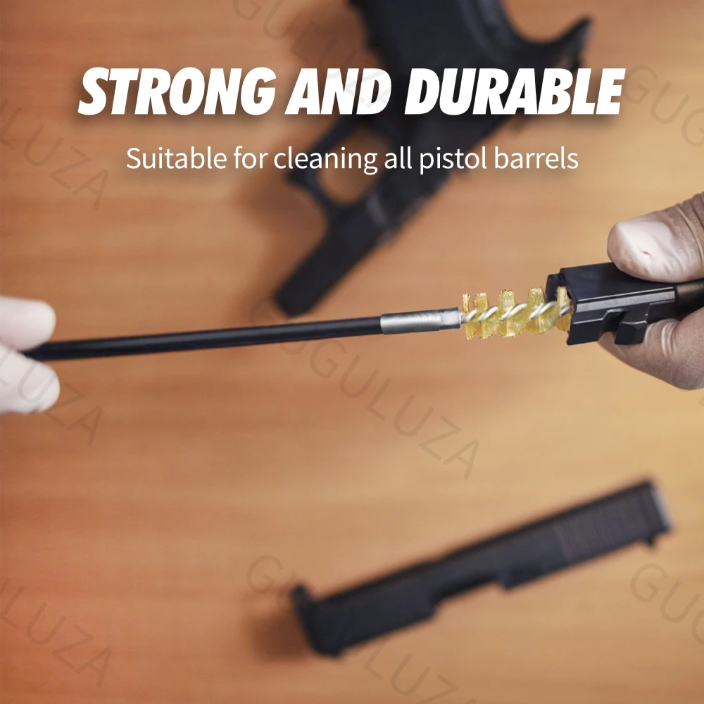 GUGULUZA 3/6Pcs Set 9MM Pistol Cleaning Kit Brass Bristle Bore Brush Nylon Rod for Universal .38Cal.357Cal Handgun Revolvers