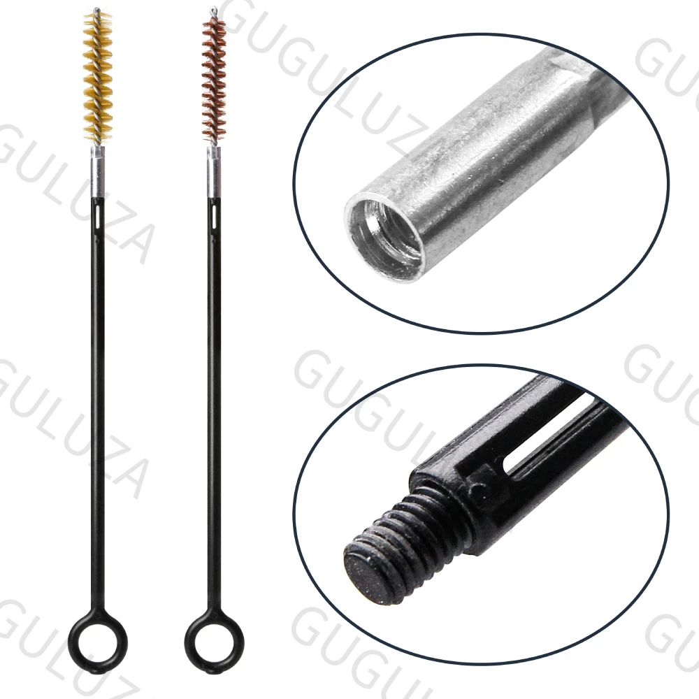 GUGULUZA 3/6Pcs Set 9MM Pistol Cleaning Kit Brass Bristle Bore Brush Nylon Rod for Universal .38Cal.357Cal Handgun Revolvers