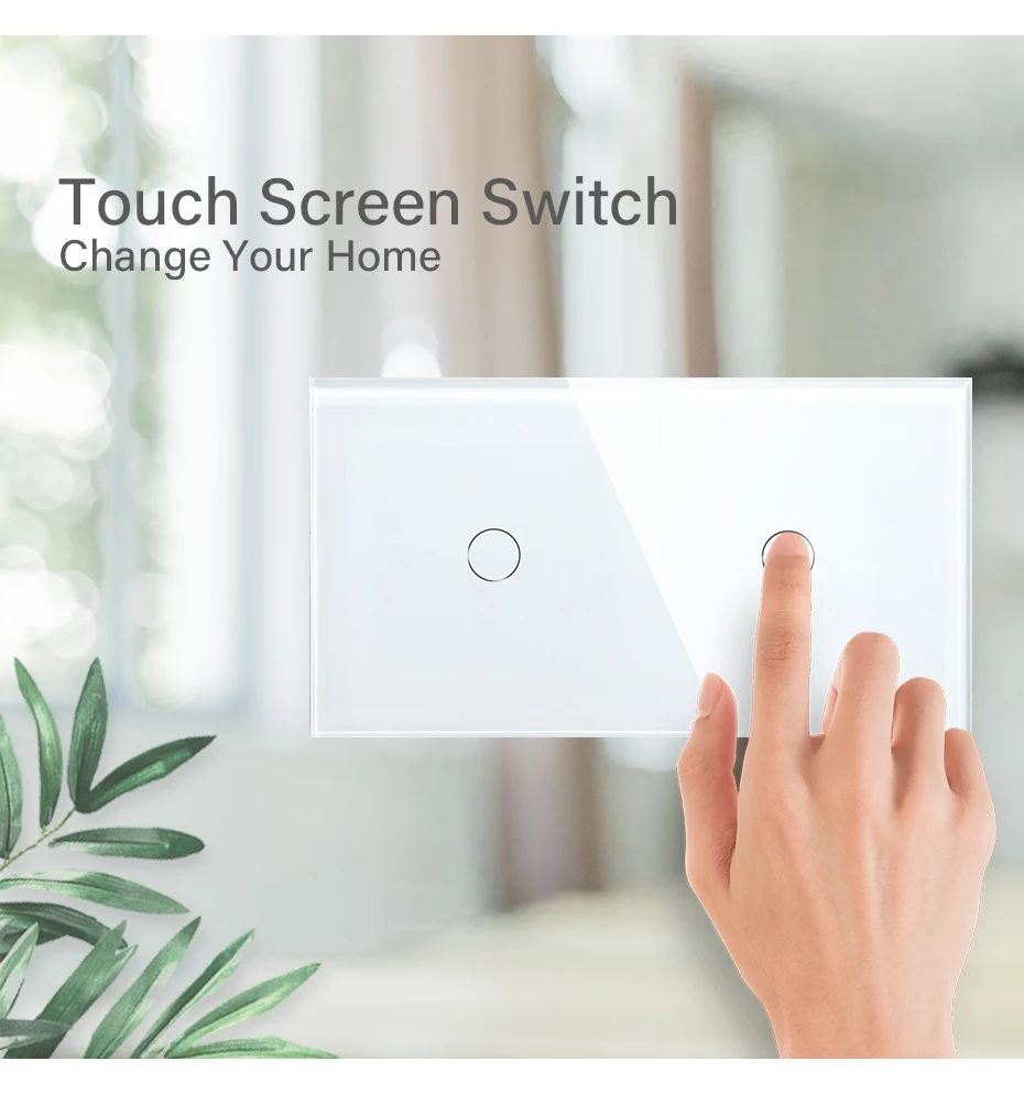 BSEED EU Double Wall Light Switches Touch Switch Wall Socket USB Type-C Charge Port Crystal Glass Panel Switch Blue Blacklight