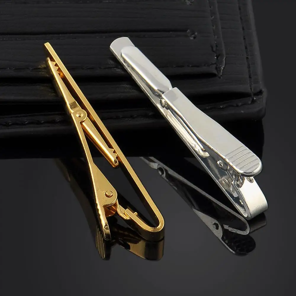 New Men Metal Silver Gold Simple Necktie Tie Bar Clasp Clip Clamp Pin Men Stainless Steel For Business Necktie Tie Clasps