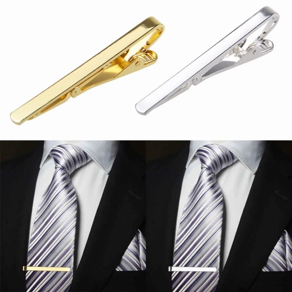 New Men Metal Silver Gold Simple Necktie Tie Bar Clasp Clip Clamp Pin Men Stainless Steel For Business Necktie Tie Clasps