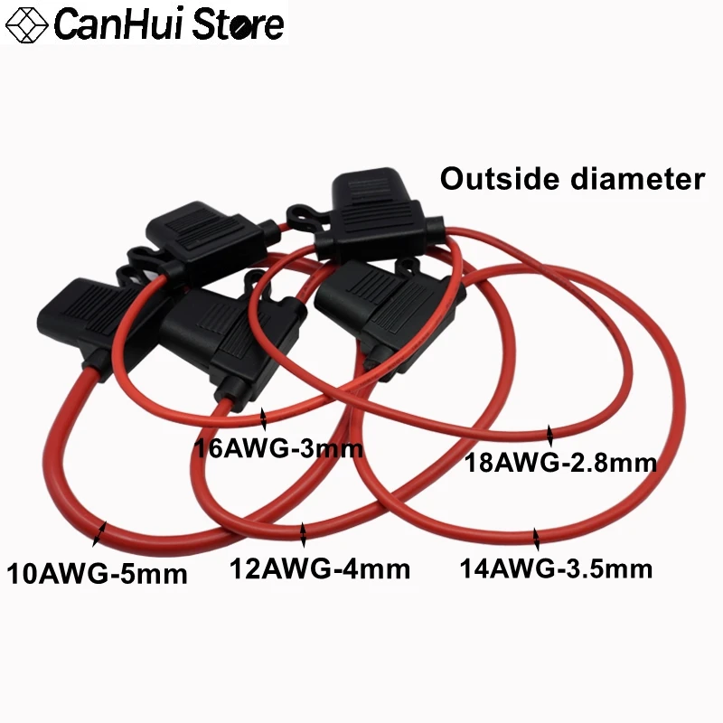 1set MINI/Small/Medium Car Waterproof Fuse Box Blade Type In Line Fuse Holder Power Socket 18/16/14/12/10AWG 7.5A10A20A30A40A50A