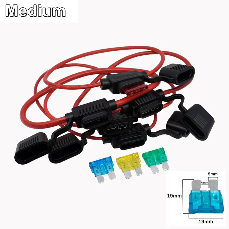 1set MINI/Small/Medium Car Waterproof Fuse Box Blade Type In Line Fuse Holder Power Socket 18/16/14/12/10AWG 7.5A10A20A30A40A50A