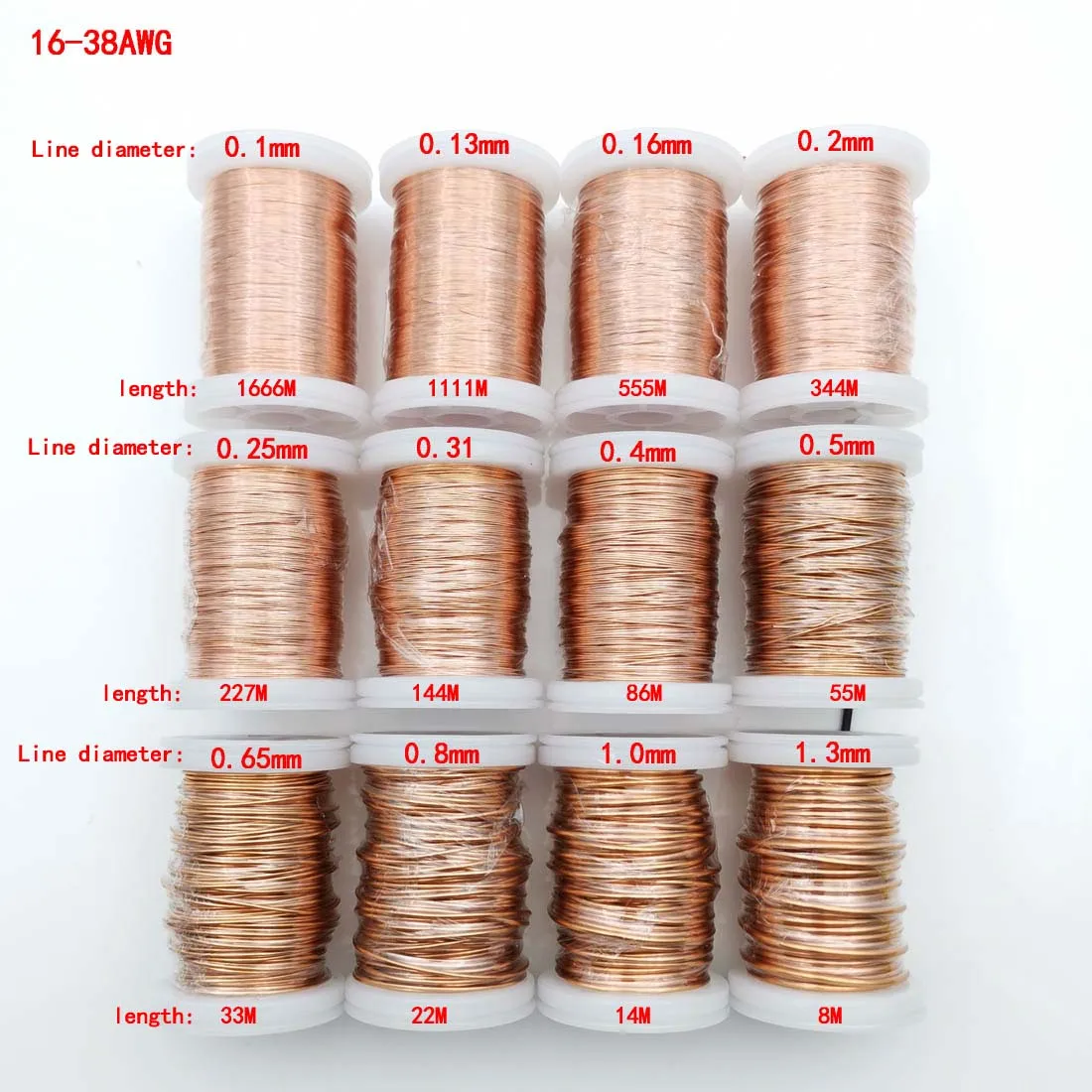 0.13mm 0.25mm 0.51mm 1mm 1.25mm Copper Wire Magnet Wire Enameled Copper Winding Wire Coil Copper Wire Winding Wire Weight 100g