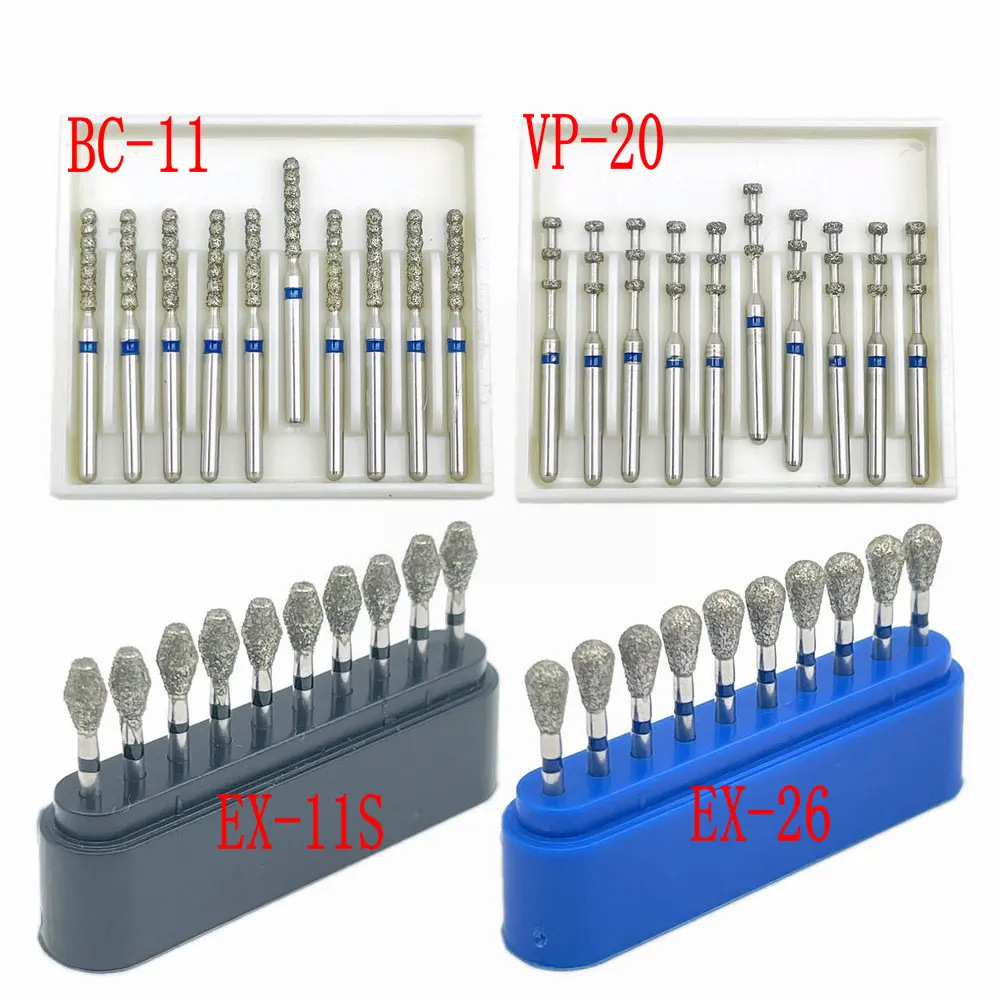 10pcs/box 1.6mm Shank Dental Diamond Burs Drill FG Diamond for High Speed Handpiece Burs Dentist Drills
