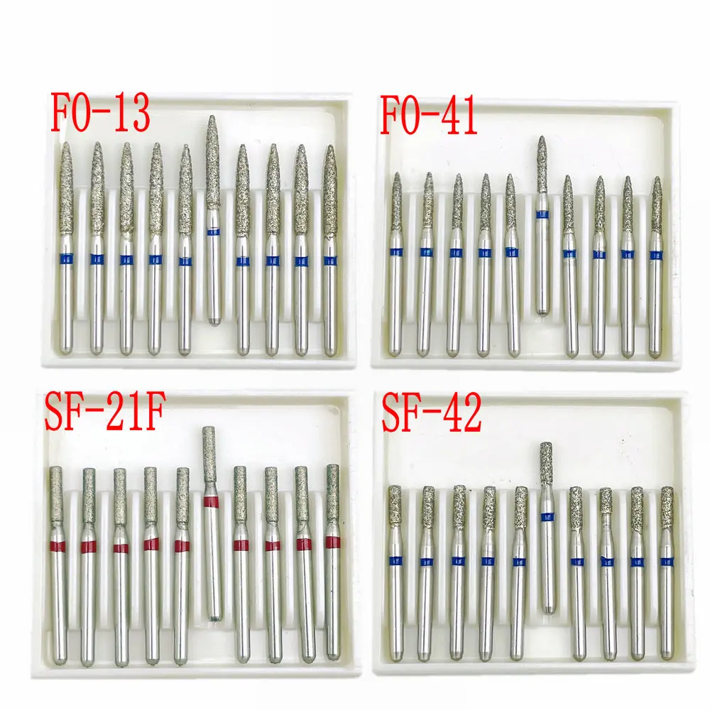 10pcs/box 1.6mm Shank Dental Diamond Burs Drill FG Diamond for High Speed Handpiece Burs Dentist Drills