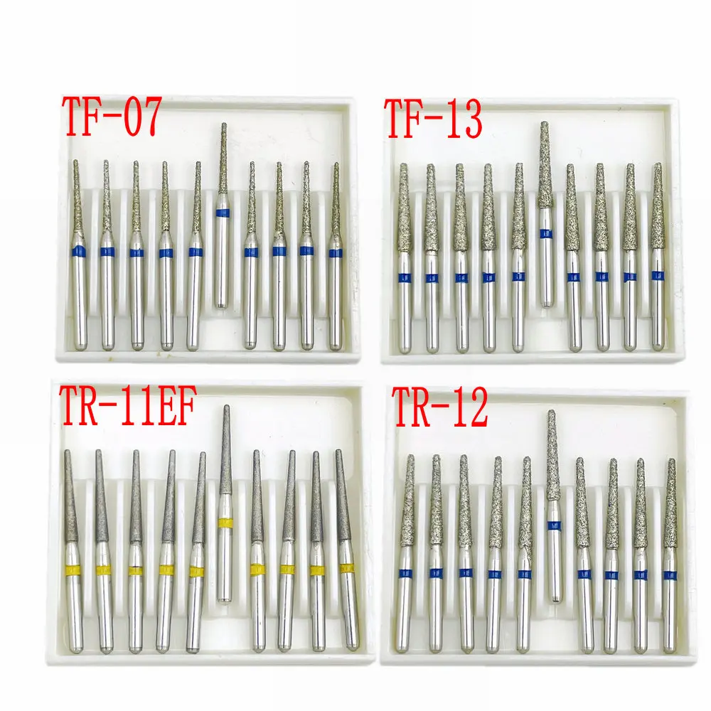 10pcs/box 1.6mm Shank Dental Diamond Burs Drill FG Diamond for High Speed Handpiece Burs Dentist Drills