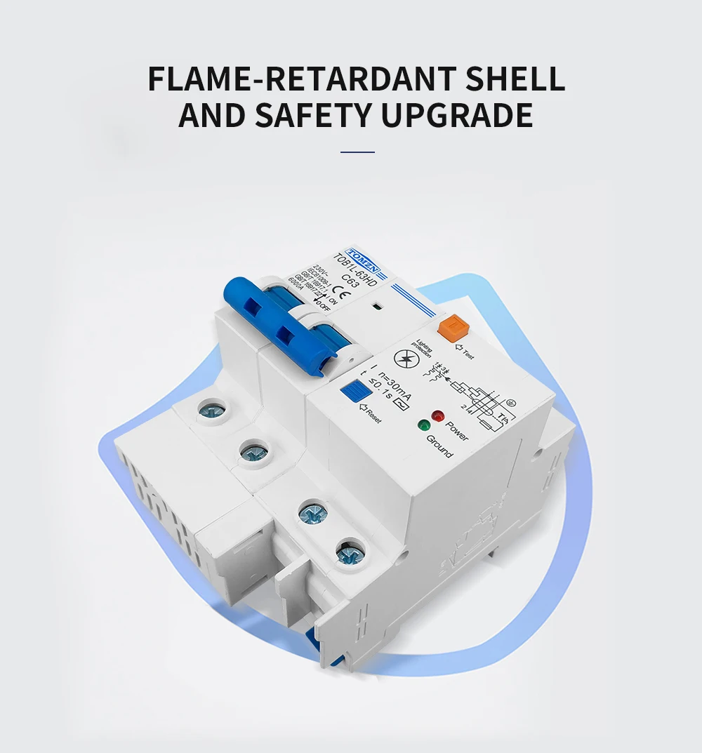 TOMZN Main Switch Residual Current Circuit Breaker With Surge Protector RCBO MCB With Lightning Protection SPD