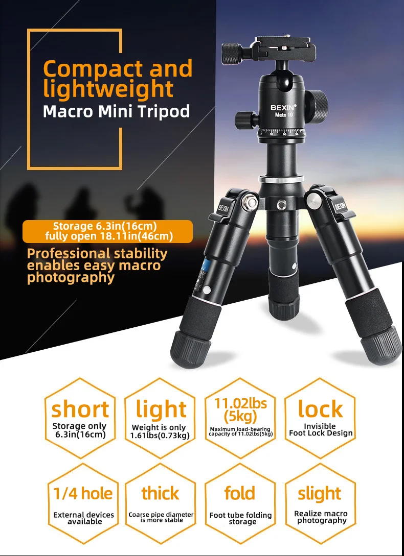 Portable Mini Tripods Profesional Aluminum Stand Live Video Recording For Universal SLR Camera Smartphone