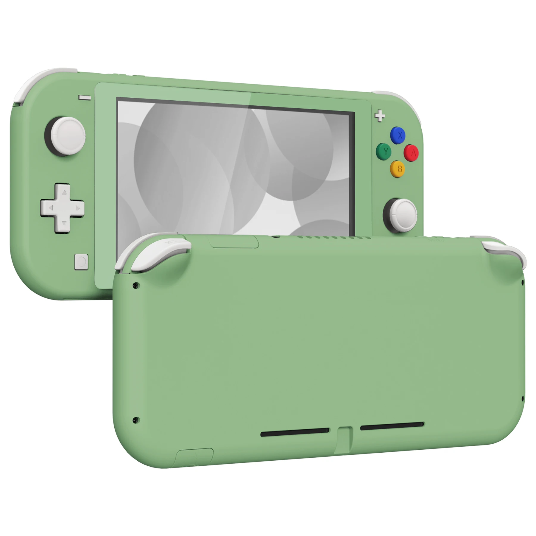 eXtremeRate DIY Replacement Shell Housing Case Cover with Screen Protector for NS Switch Lite - White & Matcha Green