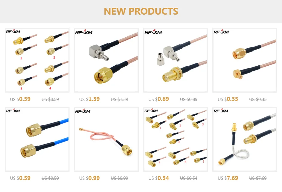 1pcs SMA to SMA Connector Straight RF Coaxial Cable SMA Male to SMA Male RG405 086 Cable Blue Skin Adapter