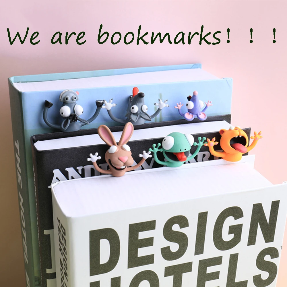 3D Bookmarks Cartoon Animal Bookmark Panda Shiba Inu Funny Creative PVC Book Markers School Supplies