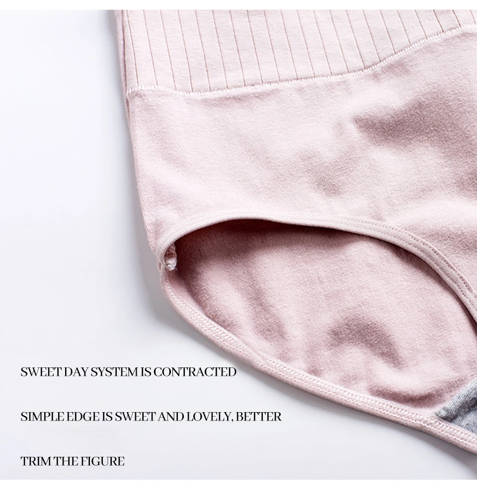 Cotton Women's Underwear Panties High Waist Briefs Solid Color Breathable Underpants Seamless Soft Lingerie Girls Fashion Briefs