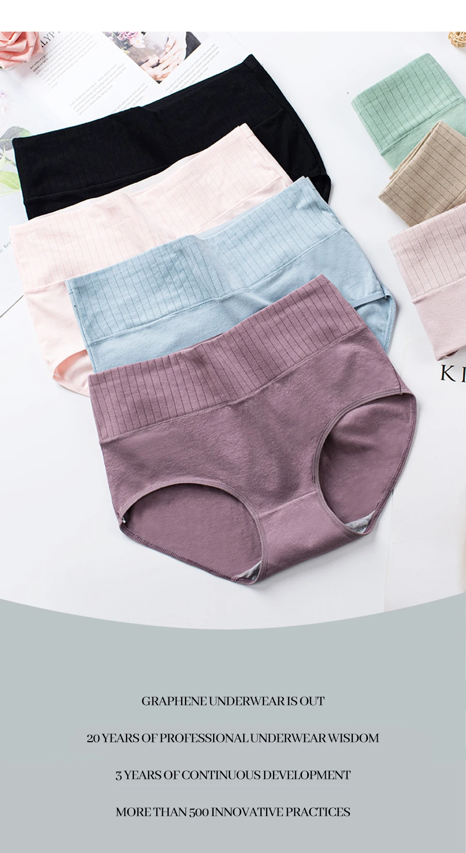 Cotton Women's Underwear Panties High Waist Briefs Solid Color Breathable Underpants Seamless Soft Lingerie Girls Fashion Briefs