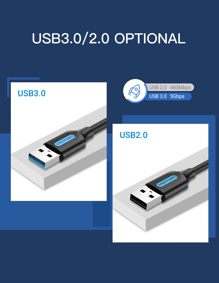 Vention USB to USB Extension Cable Male to Male 3.0 2.0 USB Extender Cord for Hard Disk TV Box Radiator USB 3.0 Cable Extension