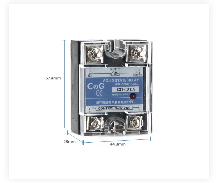 CG ZGT-40DA 10A 25A 40A Single Phase DC To AC SSR Heat Sink 24-480VAC Relay Input 3-32VDC With Plastic Cover Solid State Relay