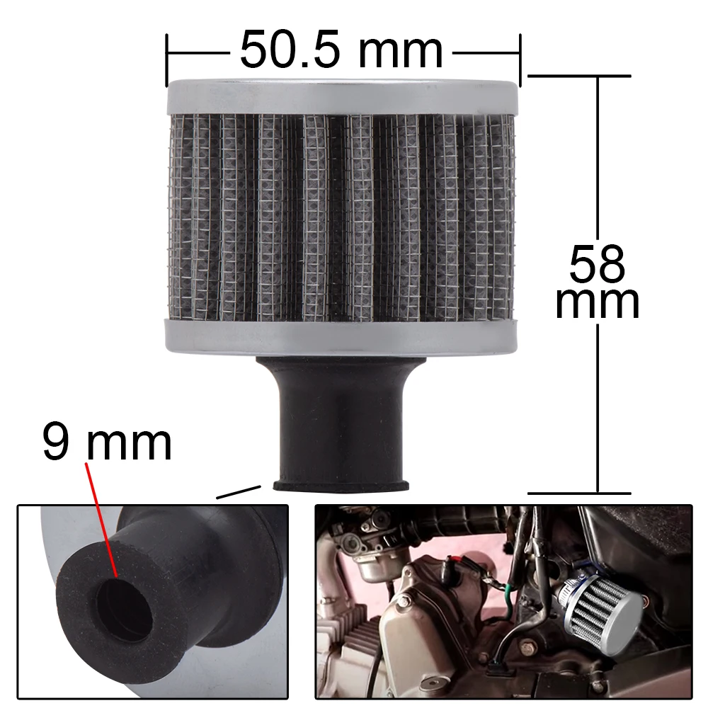 Universal Car Air Filter for Motorcycle Cold Air Intake High Flow Crankcase Vent Cover Mini Breather Filters 9mm 12mm 18mm 25mm